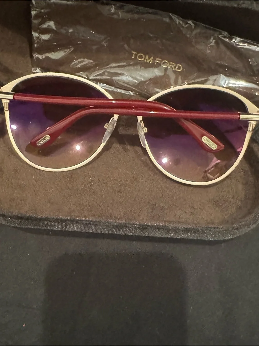 Tom Ford Penelope Women's Sunglasses - Burgundy Frame with Brown Gradient Lenses